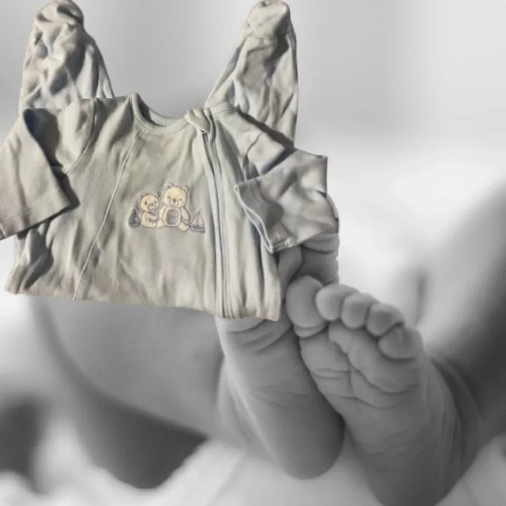 Little Me Footed Appliqué Cotton Onesie
